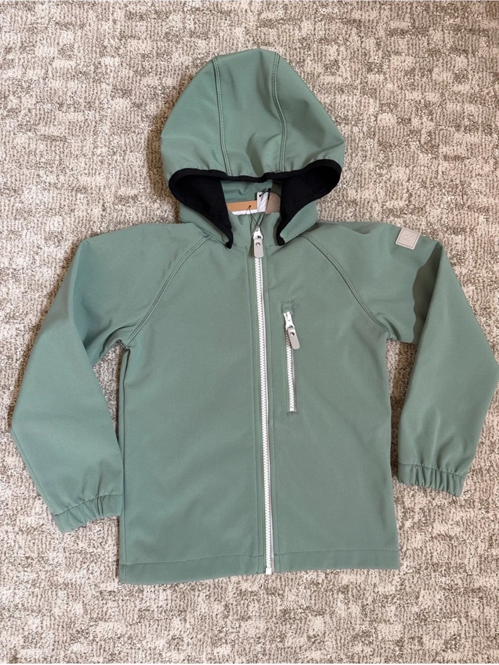 Reima Kids' Green Vantti Soft Shell Fleece-Lined Waterproof Jacket—8Y